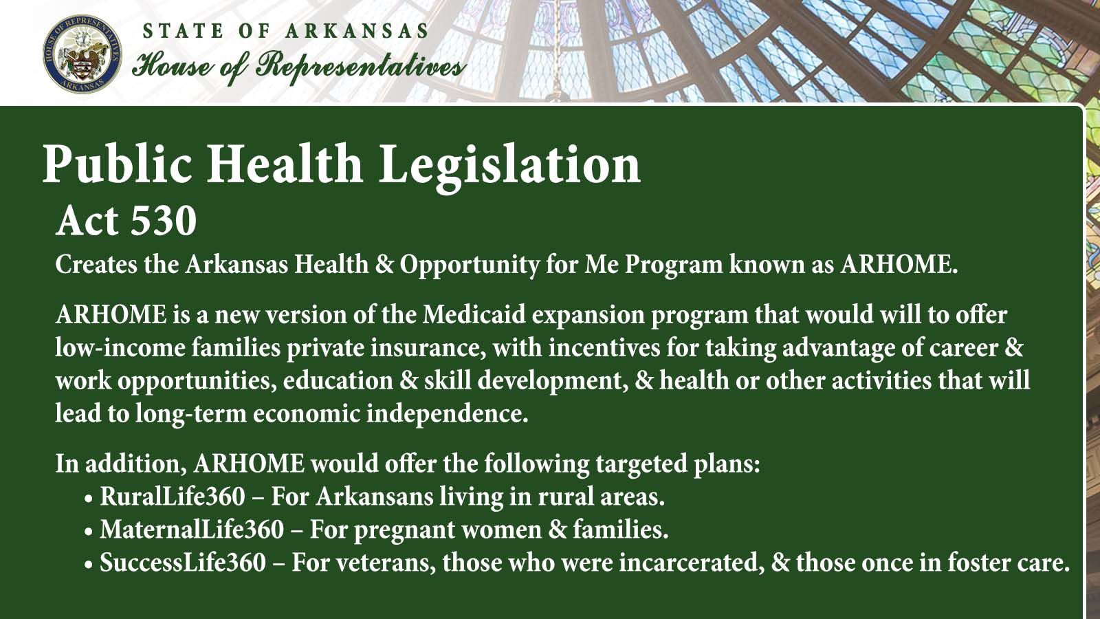 2021 Public Health Legislation Arkansas House of Representatives